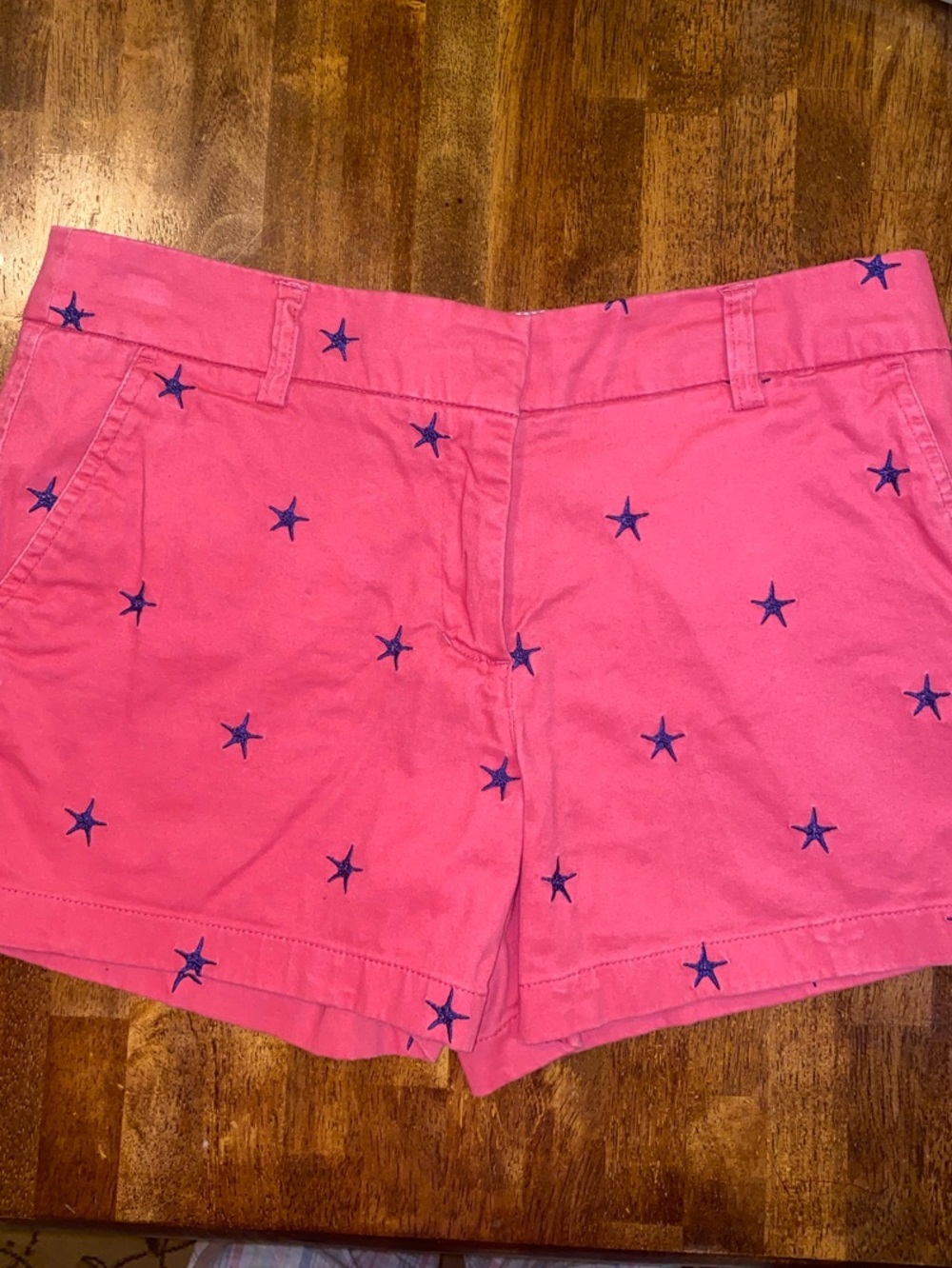 Cambridge Dry Goods Pink Shorts with Navy Star Embroidery